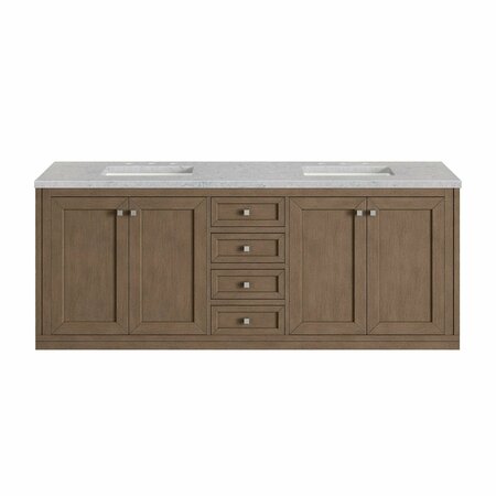 JAMES MARTIN VANITIES Chicago 72in Double Vanity, Whitewashed Walnut w/ 3 CM Eternal Jasmine Pearl Quartz Top 305-V72-WWW-3EJP